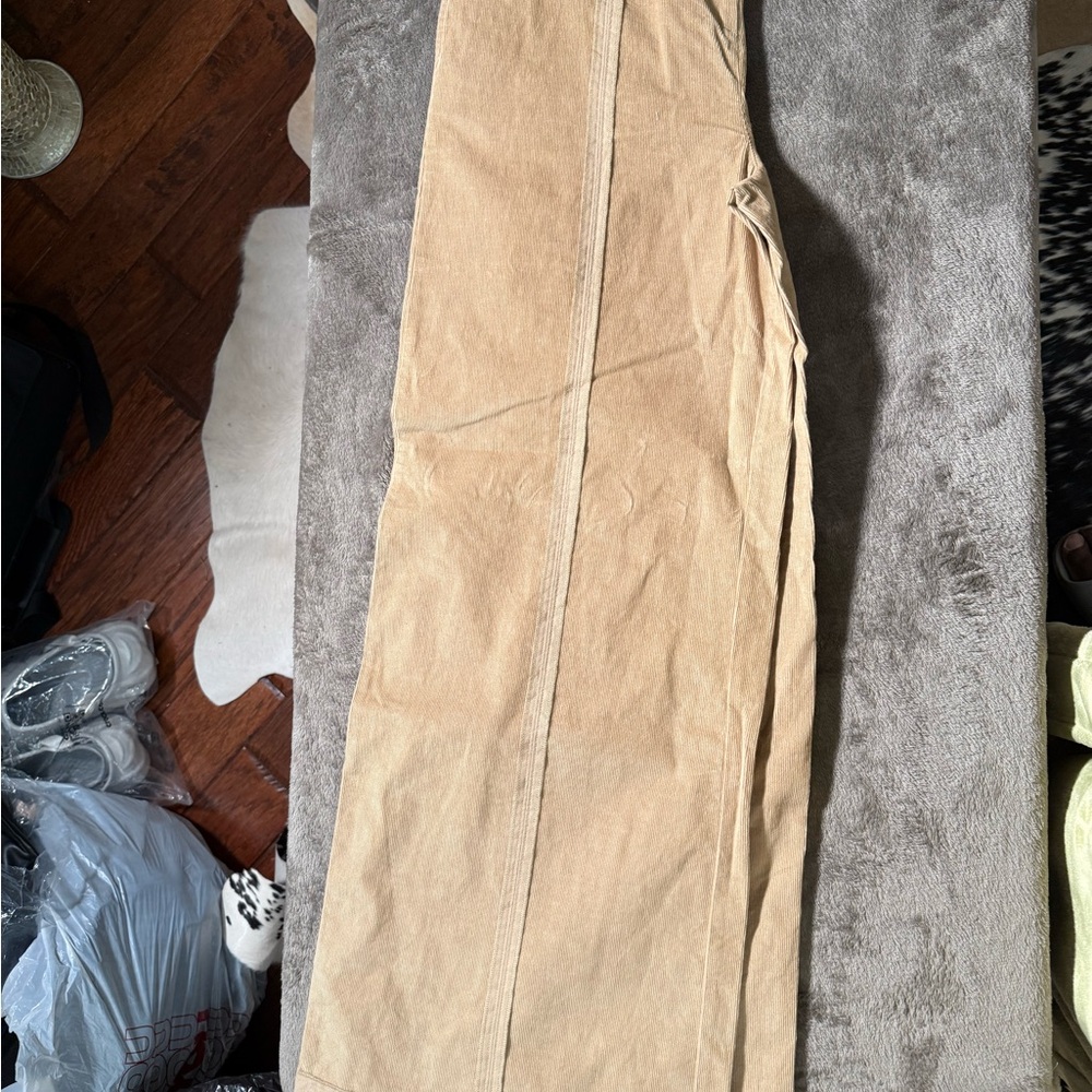 NWOT Making the Cut Season 3 Tan Deconstructed Wide Leg Corduroy Pant Size Med